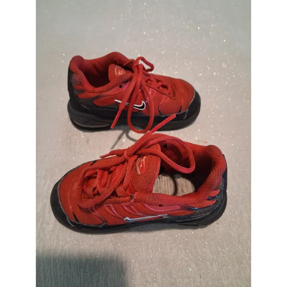 Nike Little Air Max Plus TD University Red Black CI5651-600 Size 7C No Insoles